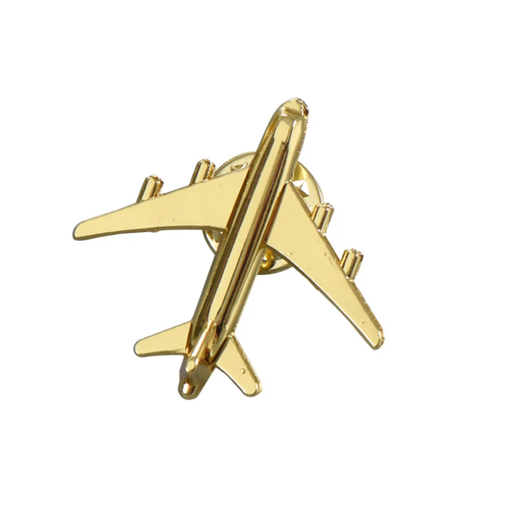 Wholesale Custom Creative Souvenir Metal 3D Airplane Model Safety Pin Brooch Badge