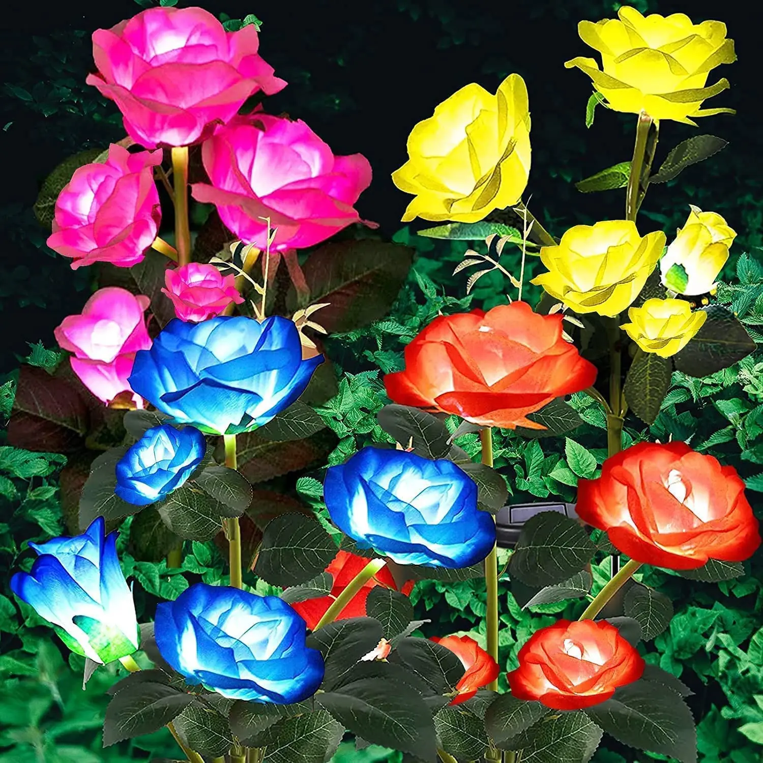 Rose Flower Lights Multi-Color Changing Garden Decor Outdoor Decorative LED Lights for Yard Garden Solar Rose Lights