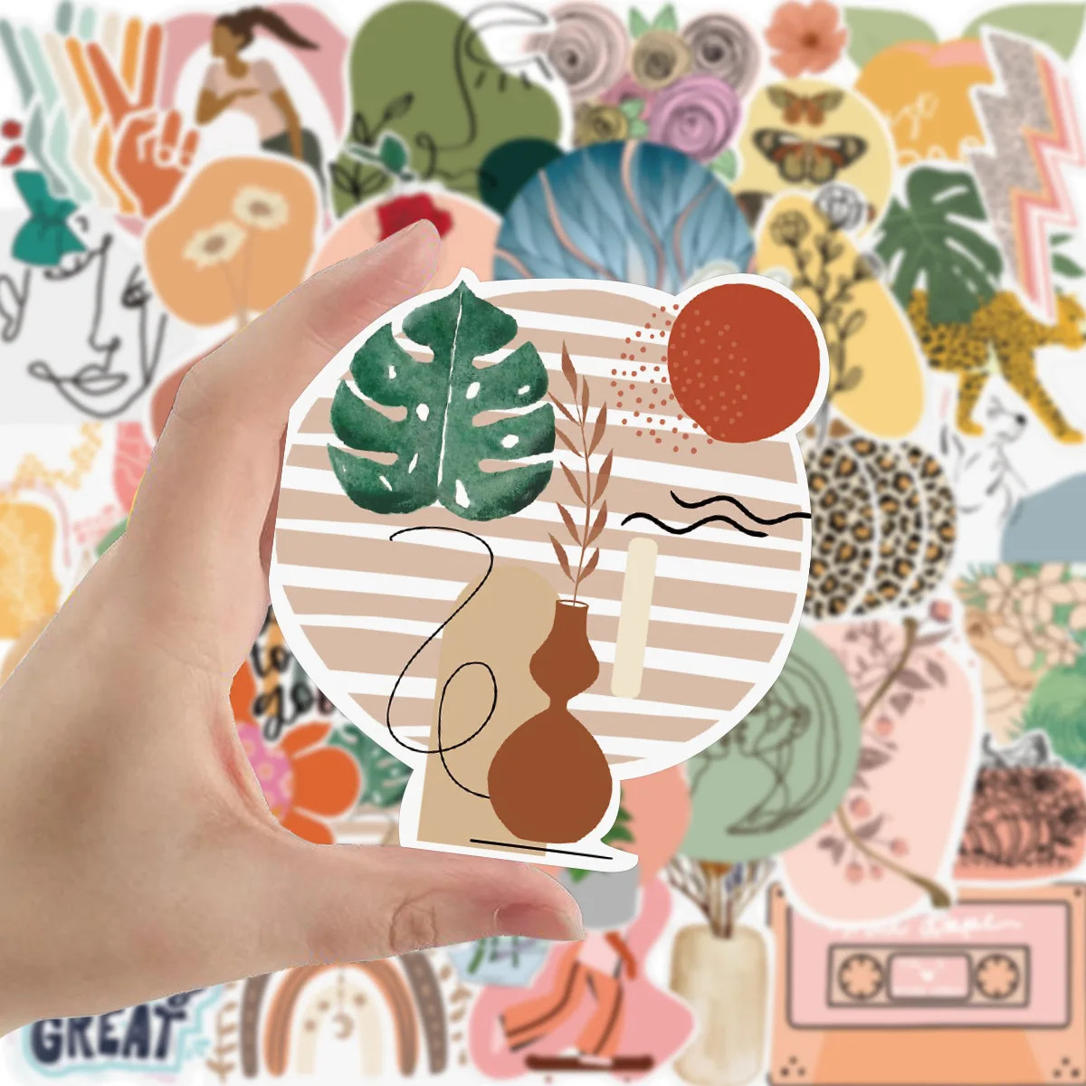 50Pcs Retro Urban Style Aesthetic Art Decorative Stickers For Wall Office Laptop Decal Vintage Abstract Painting Sticker