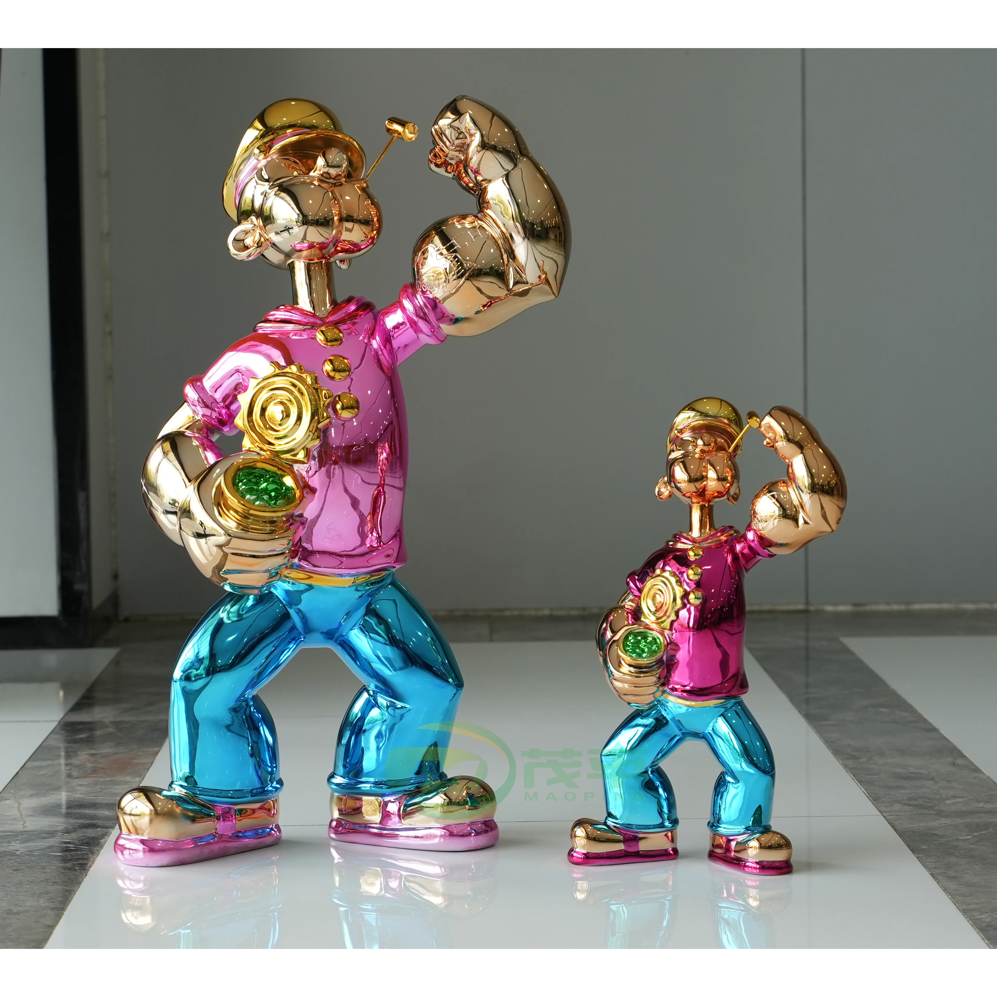 Customized Fiberglass Popeye Statue Home Sculpture Metal Art Sculpture Garden Decoration Resin Cartoon Sculpture