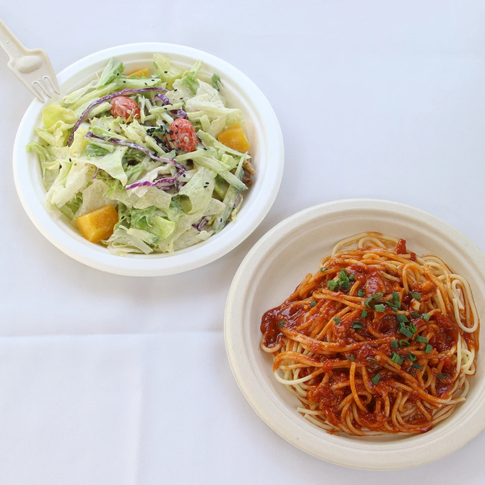 7-Inch Biodegradable Sugarcane Pulp Paper Plate Disposable Compostable round Dish Cake Fruit Lunch Bagasse Container