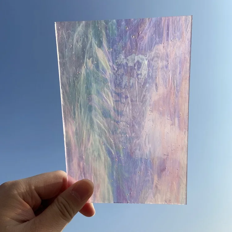Wall arts Opalescent iridescent stained glass sheet pink transparent art glass 7011IR