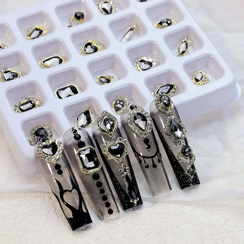 Wholesale Bling Press On Nails Rhinestone Nail Art Decorations DIY 3D Big Nail Charms Rhinestones