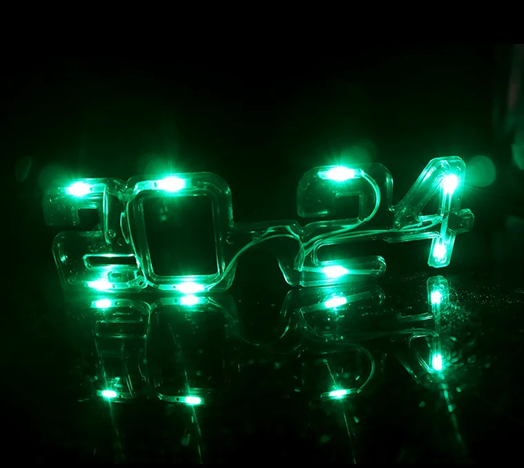 Cross-border LED Digital 2024 Flash Glasses Happy New Year Christmas Party Glow Glasses For Party Favor