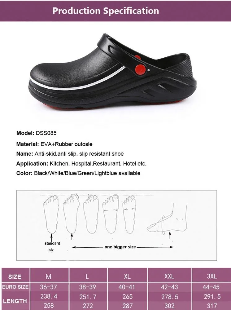 Waterproof Oil Resistant EVA Non Slip Safety Kitchen Chef Working Shoes