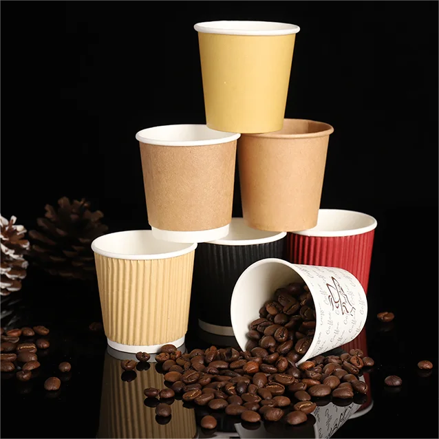 China Cheap Sustainable Karat Small Sample Red Pastel Ribbed Vending Custom Made Coffee Paper Cups