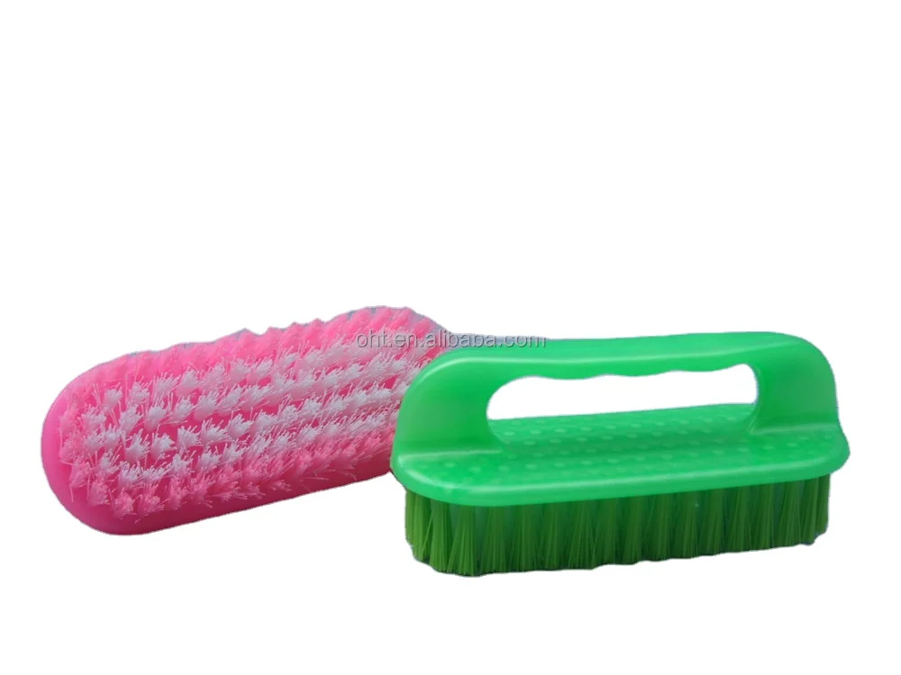colors plastic laundry cleaning brush with handle