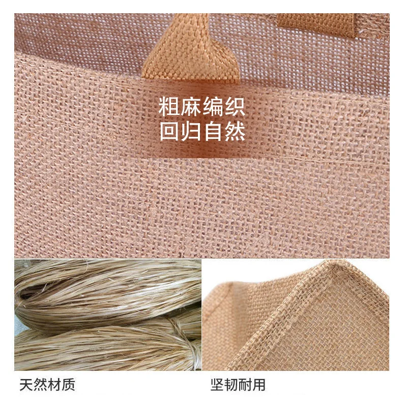 Wholesale Custom Printed Burlap Handbag Eco- Friendly Jute Tote Bag Reusable Shopping Small Waterproof Bags