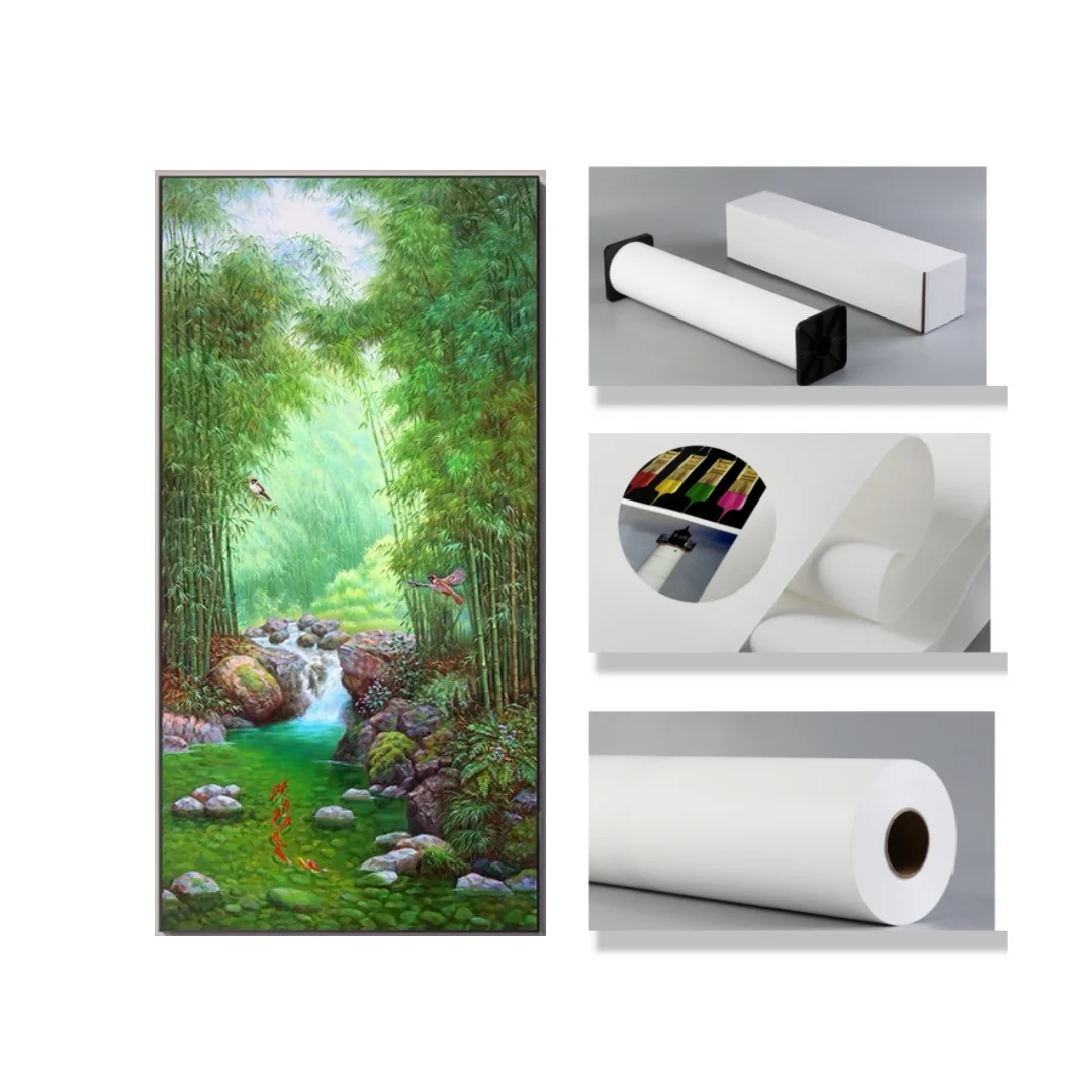 290gsm 320gsm 380gsm Printable Polyester Inkjet Canvas Roll White Inkjet Canvas Paper For Latex UV Eco-solvent Printing
