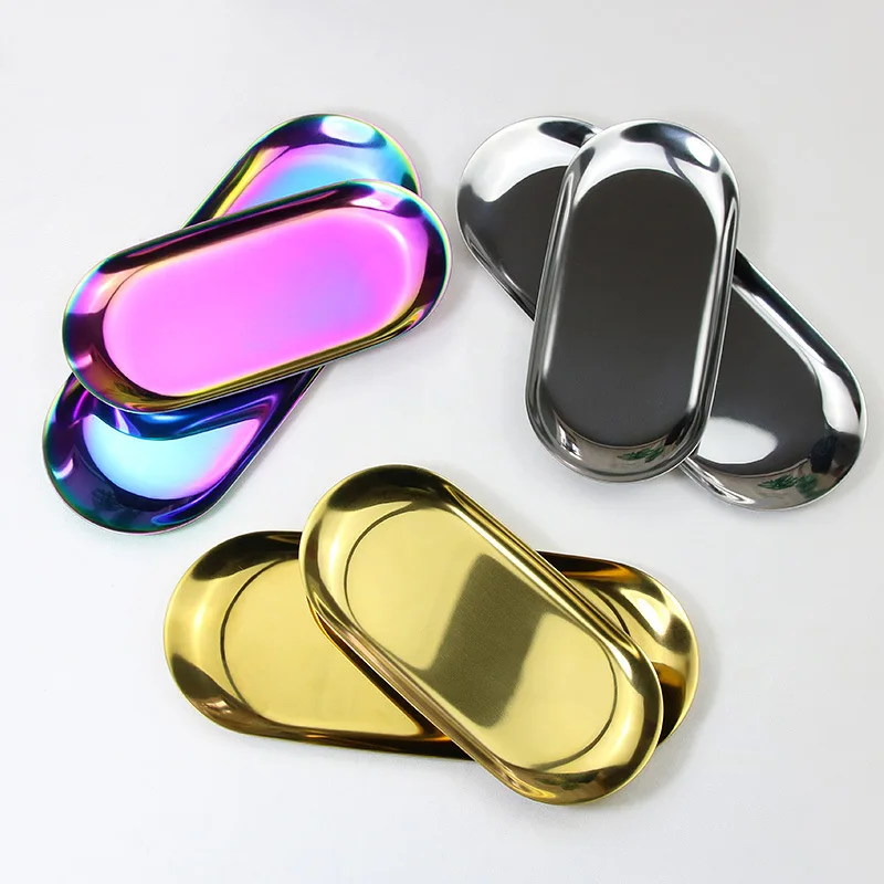 Rolling Tray Set Wholesale Hotel Restaurant Luxury Plain Rose Gold Cookie Metal Stainless Steel Decorative Serving Rolling Trays