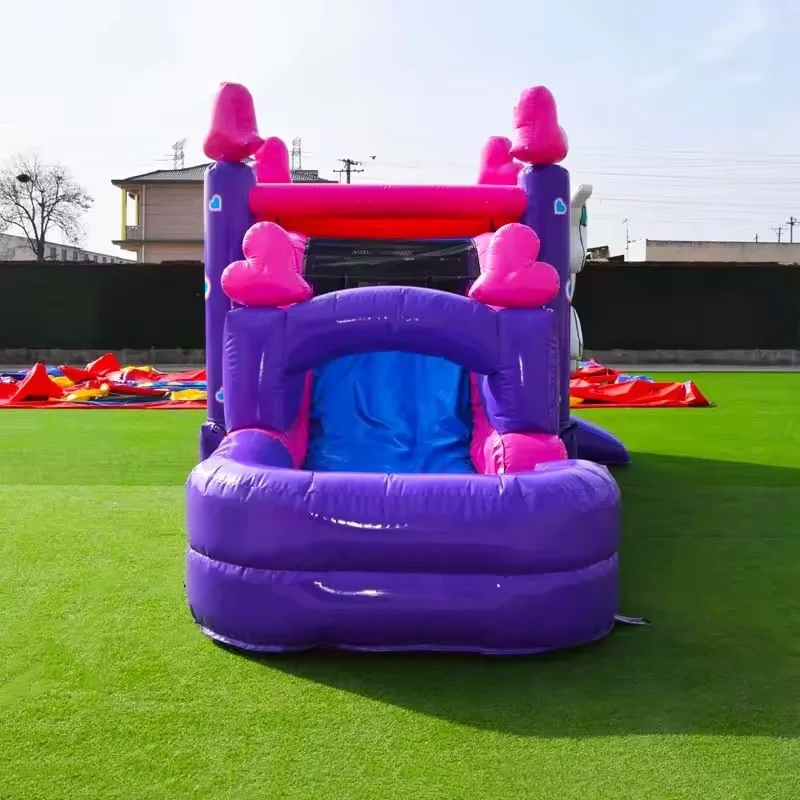 Pink castillo inflable wet dry waterslide Moonwalk Inflatable Jumper Bouncer slide combo for kids