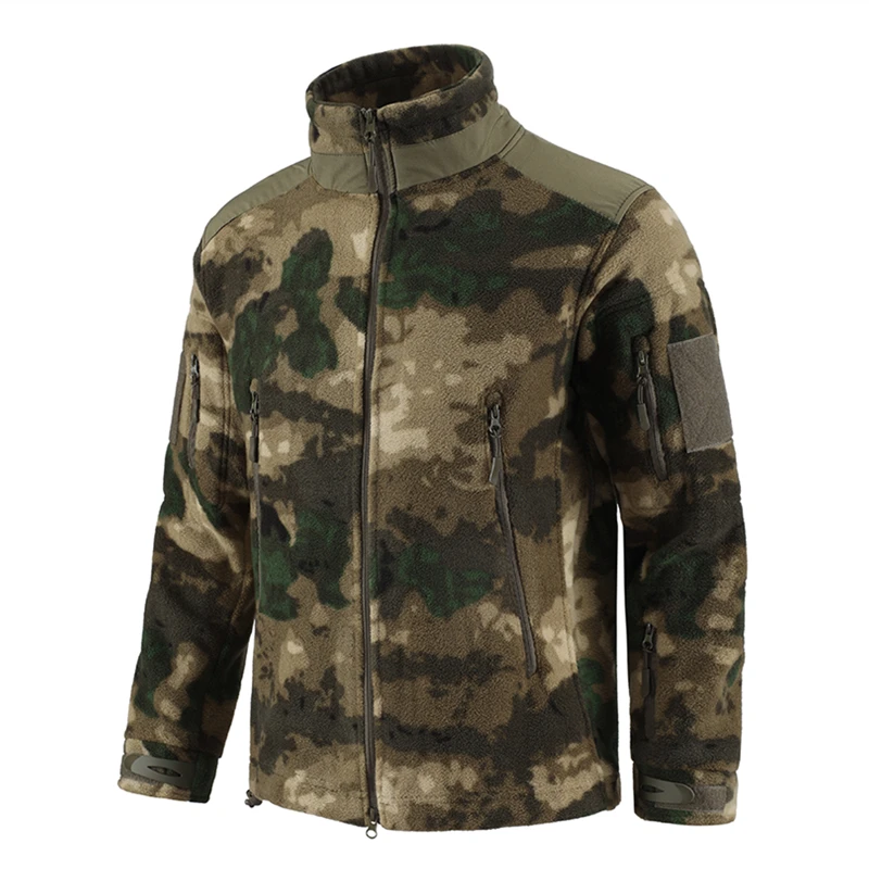 Мужская тактическая зимняя флисовая куртка с капюшоном