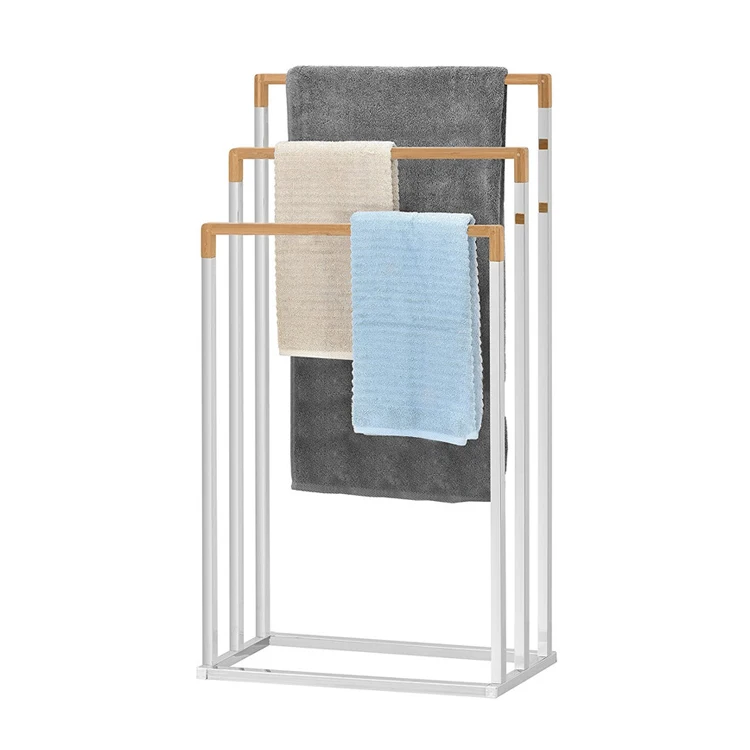 Банное полотенце свободный стоящий коврик для ванной комнаты вешалки полотенец Бамбуковая вешалка 3 яруса кружевных черный Главная Ванная комната Кухня