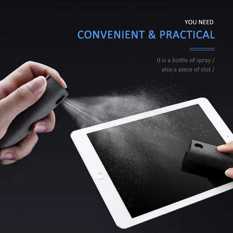 2 In 1 Phone Screen Cleaner Spray Computer Screen Dust Removal Microfiber Cloth Set Cleaning Artifact with Cleaning Liquid