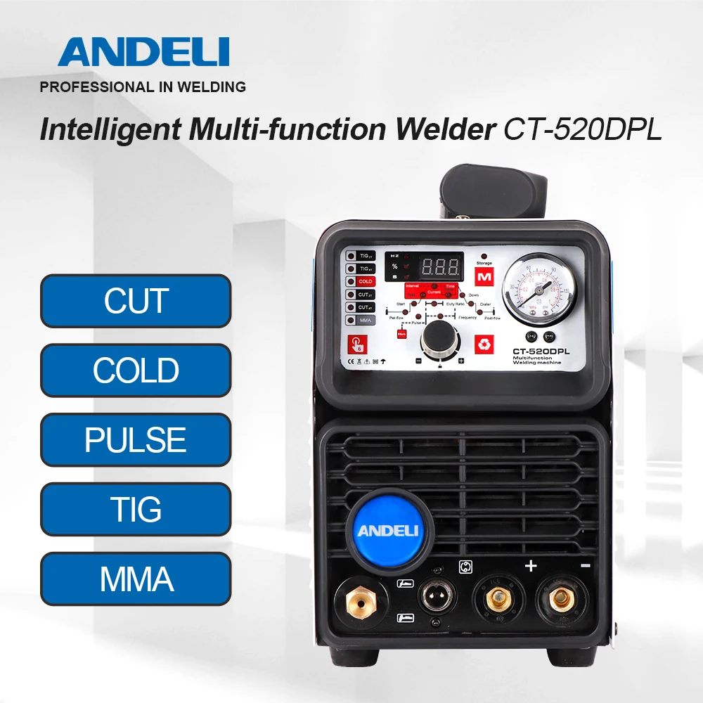 ANDELI Smart Portable Single Phase Multifunctional Welding Machine CT-520DPL 5 in 1 with CUT/MMA/COLD/PULSE/TIG Welding machine