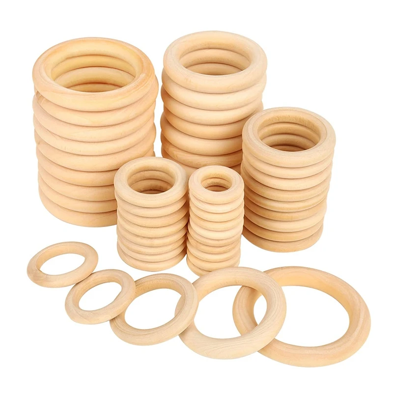 Natural Wood Rings Unfinished Solid Wooden Rings Ring Pendant and Connectors Jewelry Making for Craft