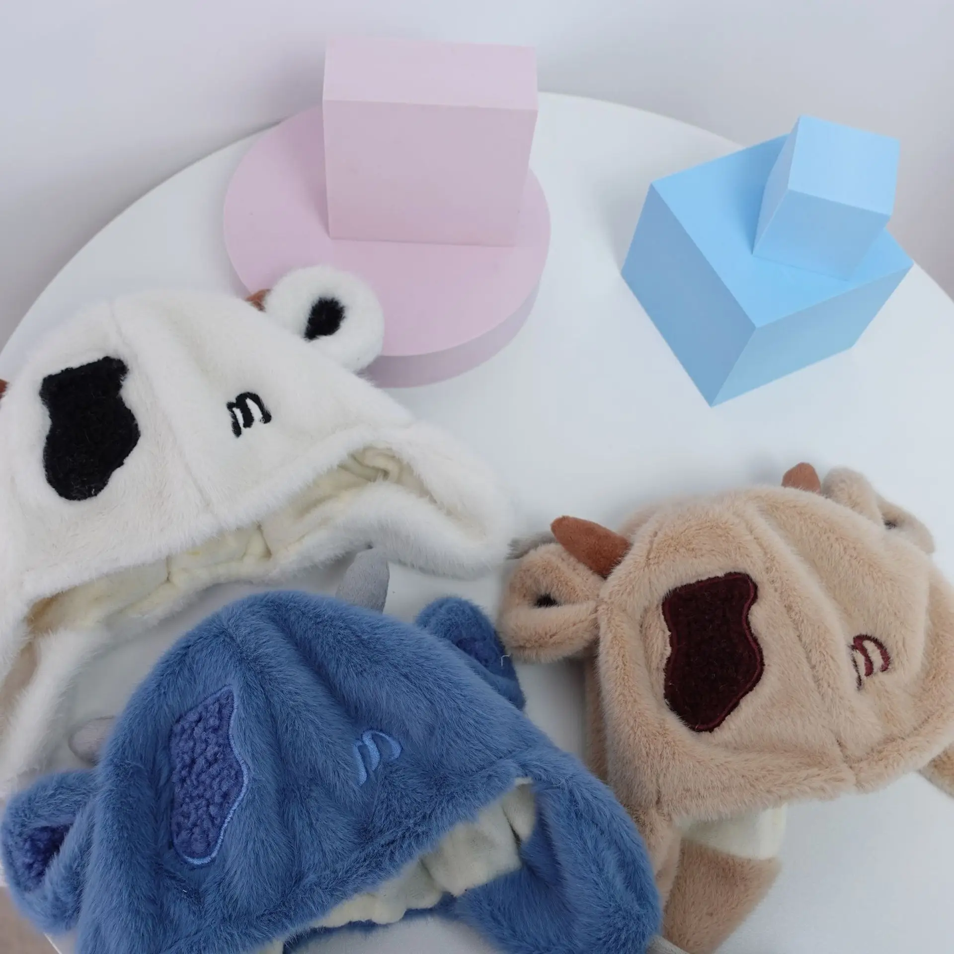 Winter new cartoon Thicken Windproof little frog cow  kids hat embroidery baby ear protection warm hat