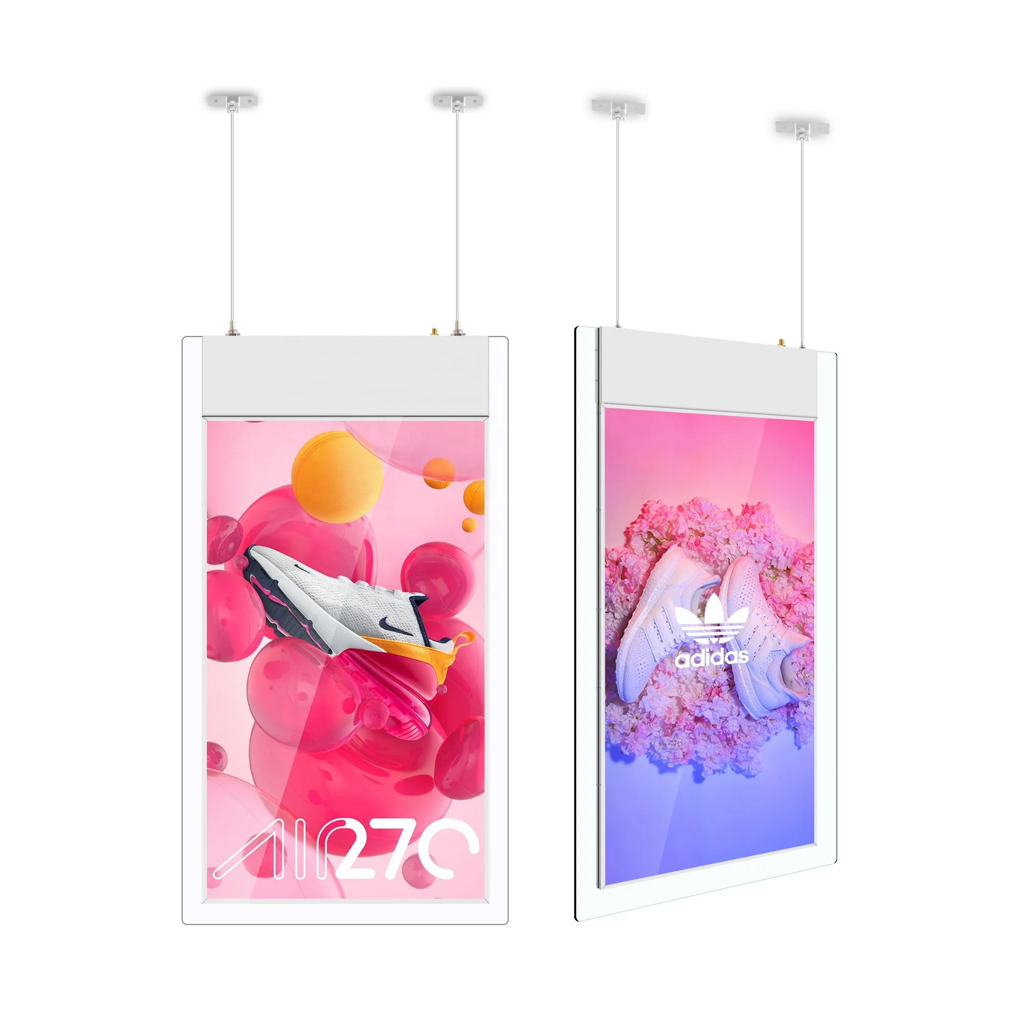 Shop Retail 55 65 Inch Indoor High Brightness Ceiling Hanging Advertising Double Side Digital Signage Window Lcd Screen Display