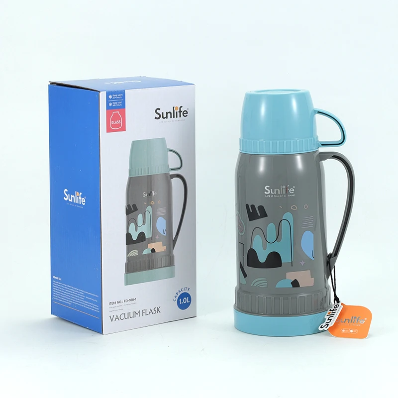 Sunlife factory hot-selling 1 litre high quality glass inner inside custom logo thermos vacuum flask