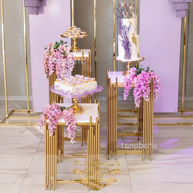 party rental used gold stainless steel wedding decoration flower stand