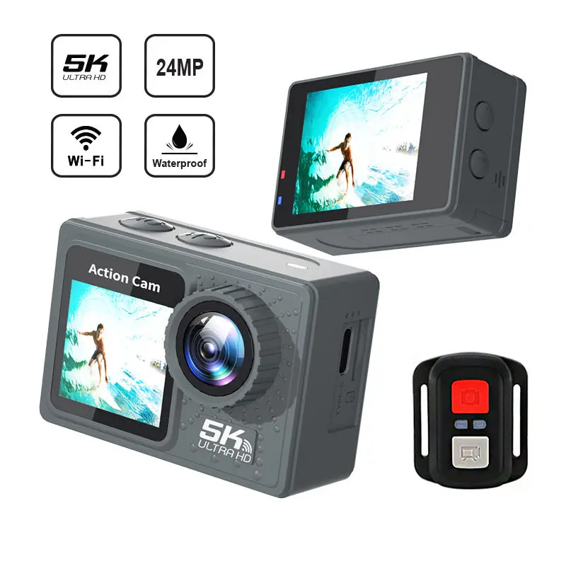High quality Tracking Head Waterproof 5K Touch Dual colorful screen Action Camera 4K 5K with WIFI and EIS