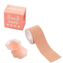 Fashion Strapless Backless High Quality Sports  Adhesive Invisible Roll 5cm Boob Tape boob tape plus silicone pads
