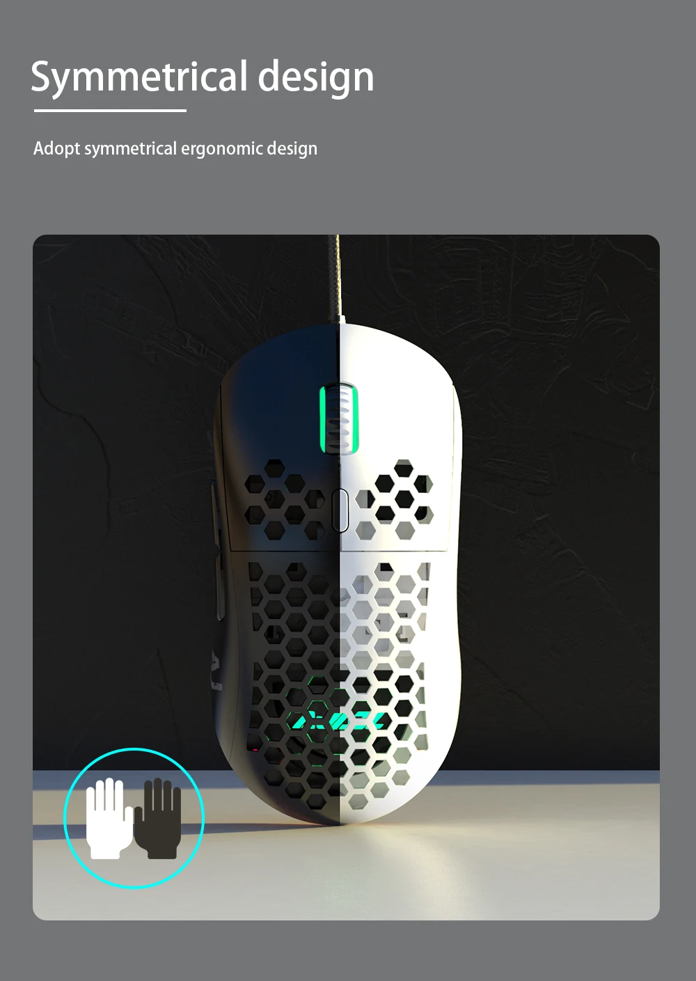 AJAZZ AJ380R Ergonomic honeycomb hollow design 12400dpi lightweight 69g wired USB computer gaming mouse