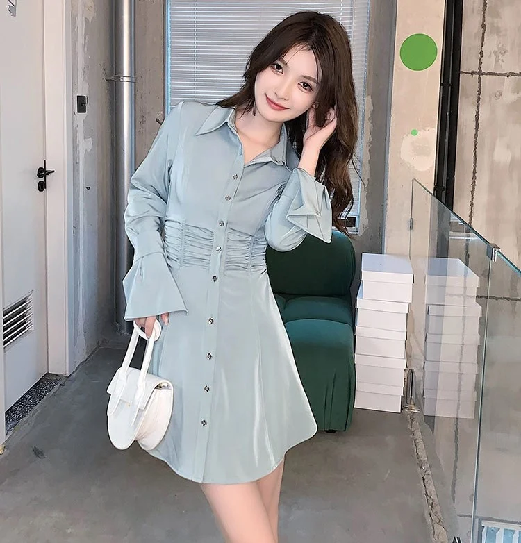 2021 Wholesale New Design Women Fashion Long Sleeve Midi Dress Ladies Casual A-line Elegant High Quality Dress
