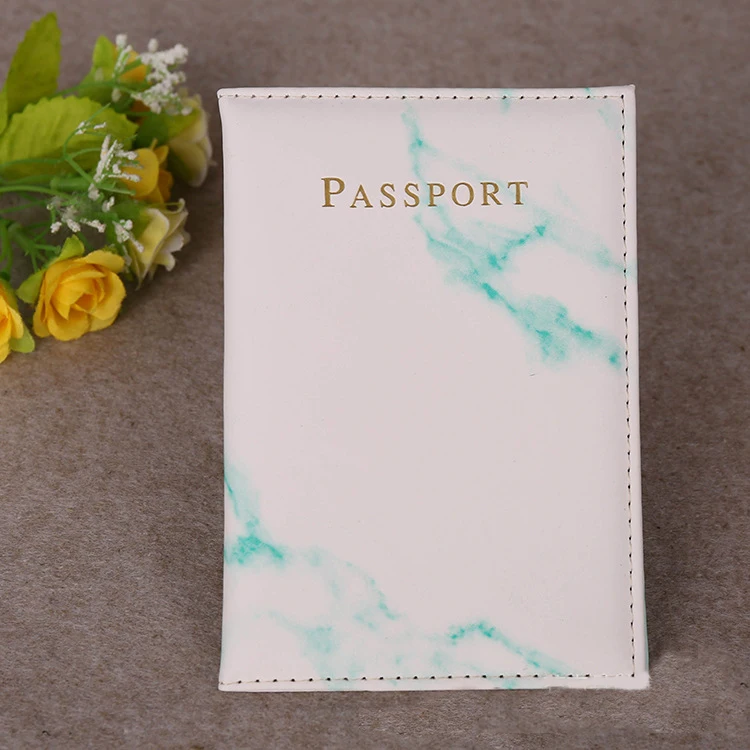 Wholesale PU Leather Passport Holder Marble design passport organizer Travel Wallet Customized Logo Passport