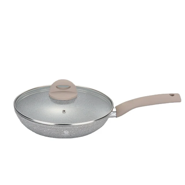 High Quality Forged Aluminum Nonstick Induction Bottom Fry Pan With Speckles With Lid