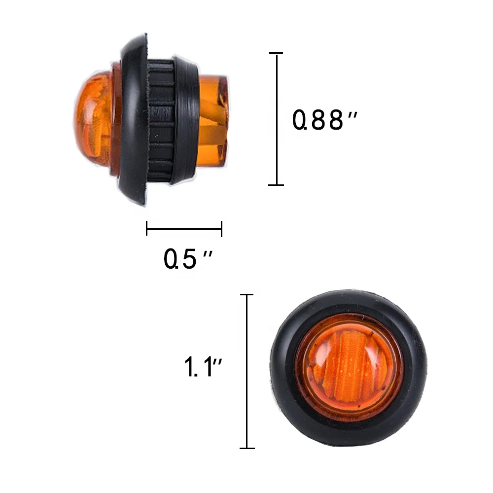 3/4' round truck led side marker light 12 volt