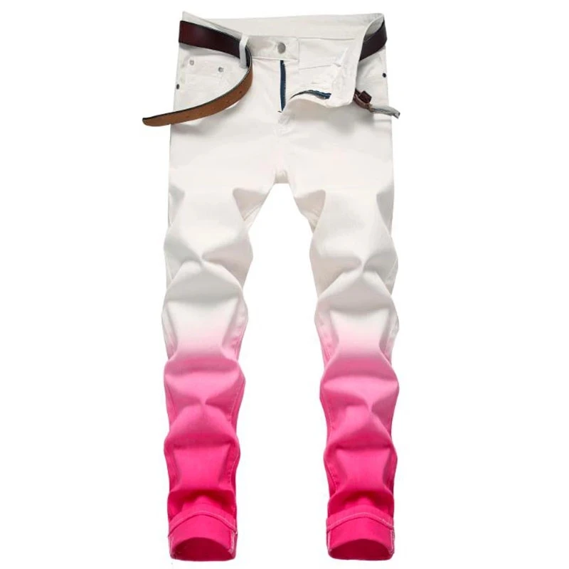 
2021 New hip hop fashion elastic skinny white cotton jeans men casual male slim denim pants vaqueros hombre 