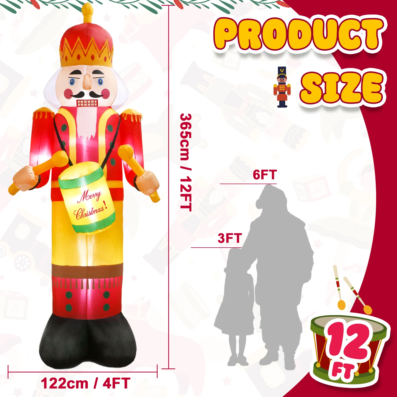 OurWarm Christmas Nutcracker Soldier Inflatable Christmas Decorations Outdoor