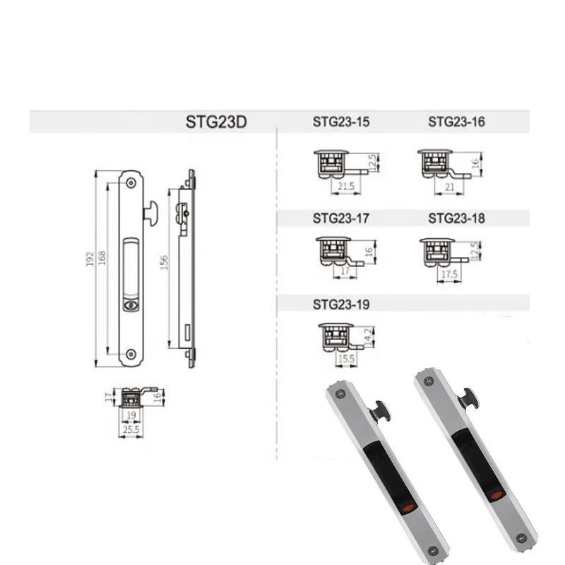 heavy duty aluminum alloy sliding safety handle lock with key for entry doors and windows