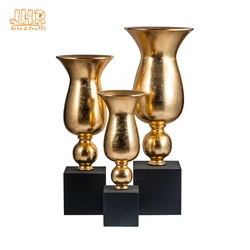 Cup Shape Floor Vases Homewares Decorative Items Gold Leafed Fiberglass Table Vases