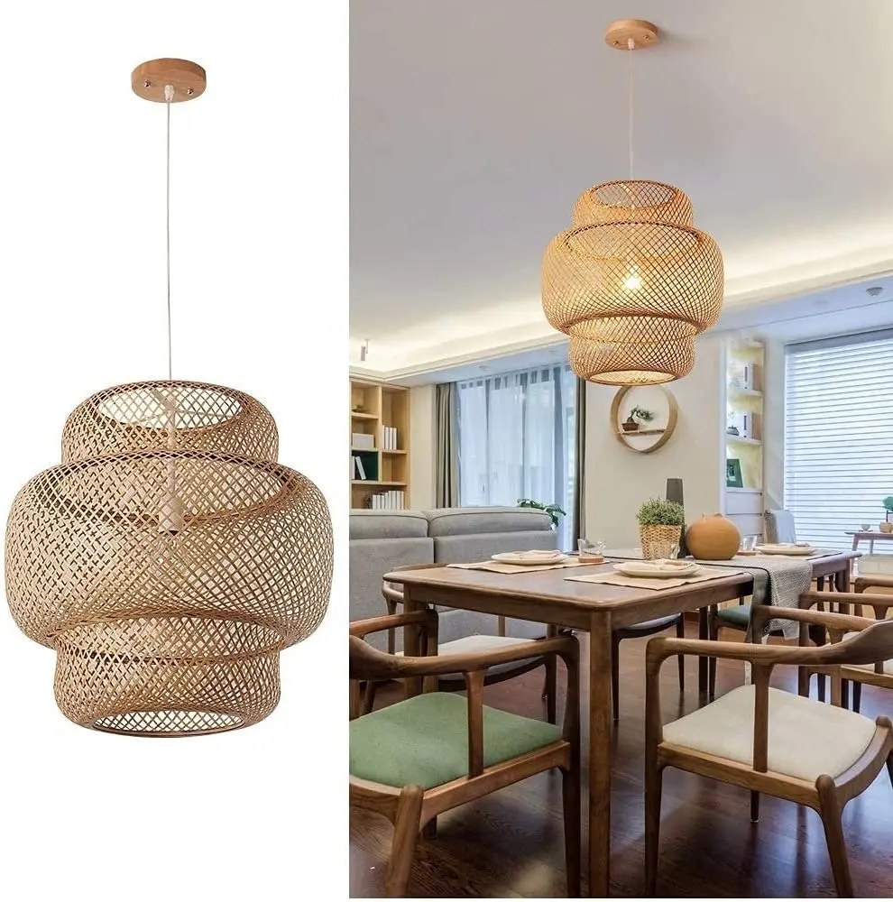 New Rattan Chandelier Led Pendant Light Rattan Lamp for Home Decor