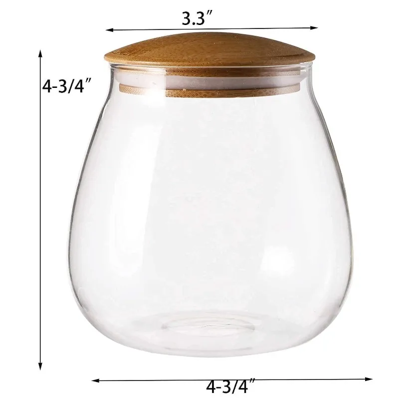 400ML 800ml Clear Glass Storage Canister Holder with Airtight Bamboo Lid for Preserving Dry Food