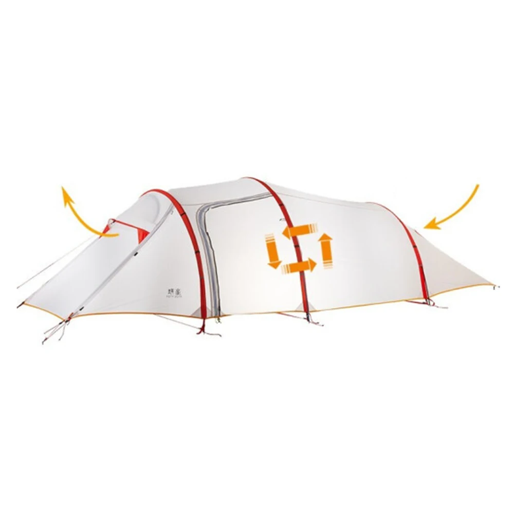Ultralight 3 person Tunnel account outside camping equipment one bedroom one living room portable camping tunnel tent