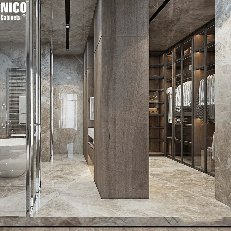 NICOCABINET Luxury Modern Classic Design Spacious Storage Multifunctional Compartments LED Lighting Walk-In Wardrobe