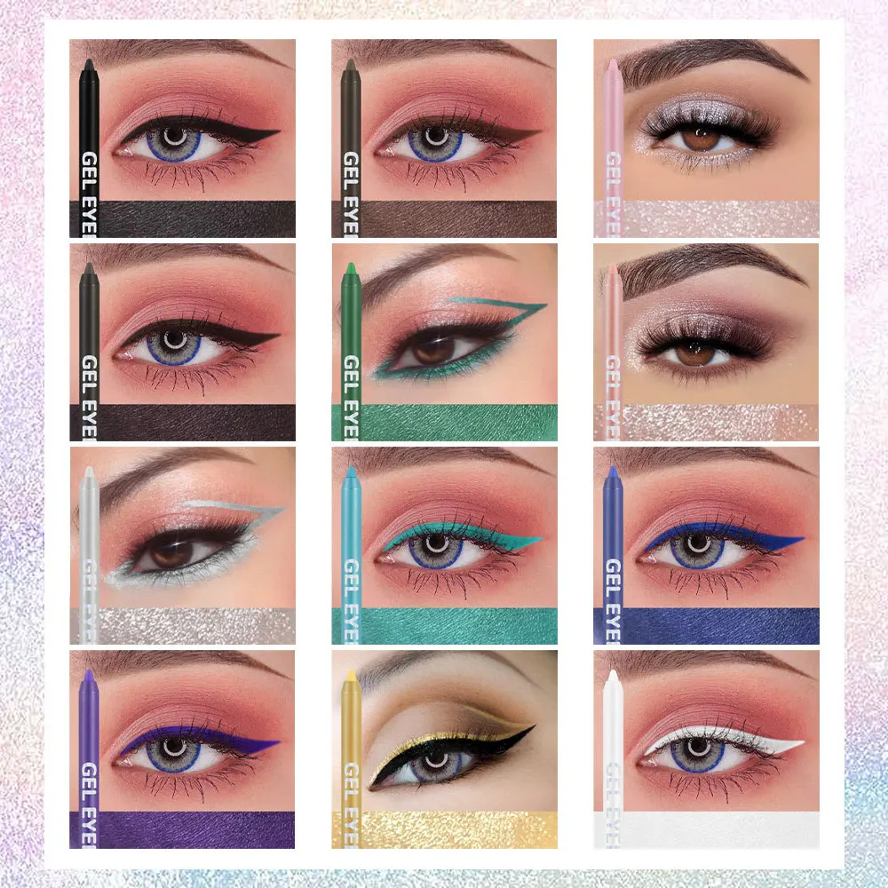 dragon ranee 12 color Sweatproof Eyeliner Pencil Eye Shadow Pencil lasting Eye Liner Pencil Pigment Waterproof Eye Makeup Tools