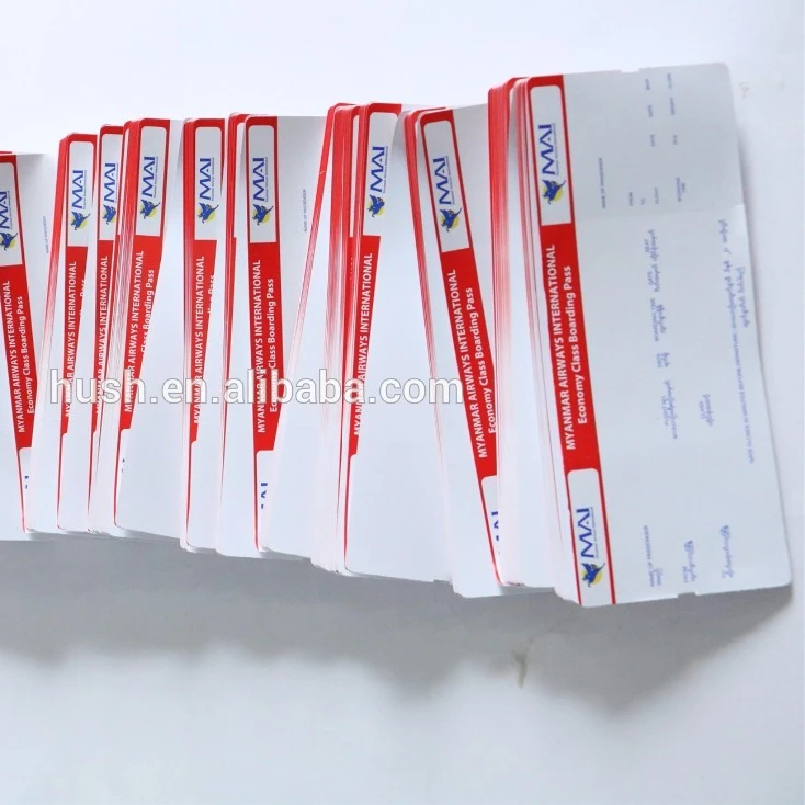 New customized Thermal Boarding pass thermal boarding pass thermal blank boarding pass paper thermal flight tickets