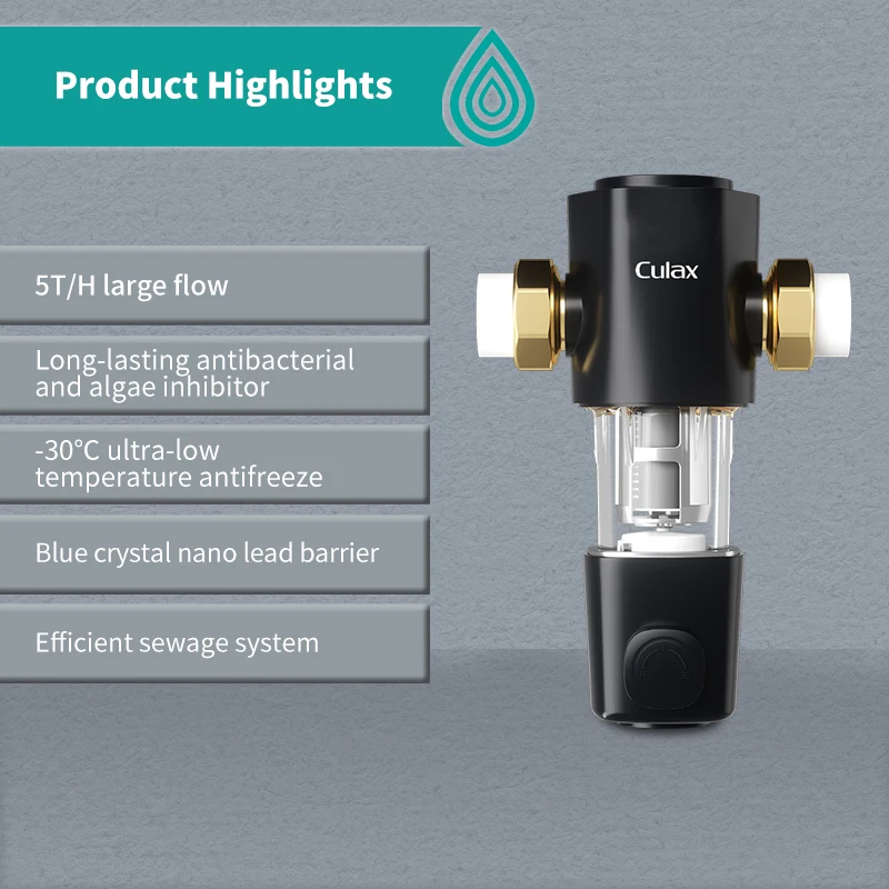 Household Pre-Filtration Water filter 5T/H 40 Micron Flushable Prefilter Filtration