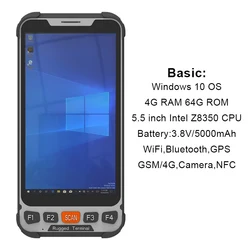 5 дюймовый Прочный планшет Win 10 OS с 2D сканером штрих-кодов мобильный компьютер прочный портативный