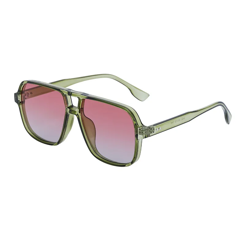 Customizable Square Rivet Sunglasses Rectangle Double beam Sunglasses Fashion Pilot Glasses Flat Top Shades Sunglasses