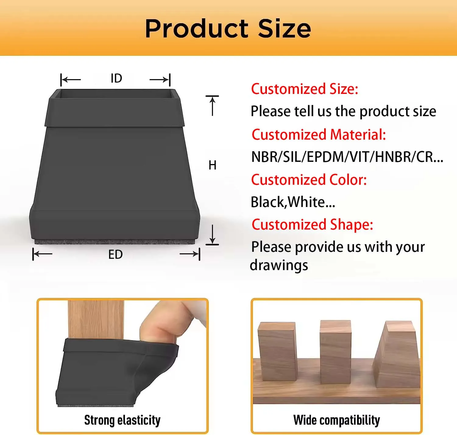 Chair Leg Covers Floor Protectors With Felt For Chairs Chair Leg Protective Silicone Pad Rubber Felt Bottom Furniture
