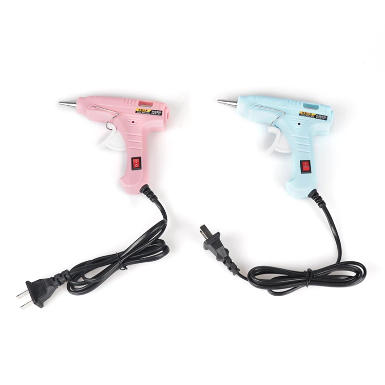 Small digital pink temperature control hot melt glue gun 100w with sticks hot melt glue gun