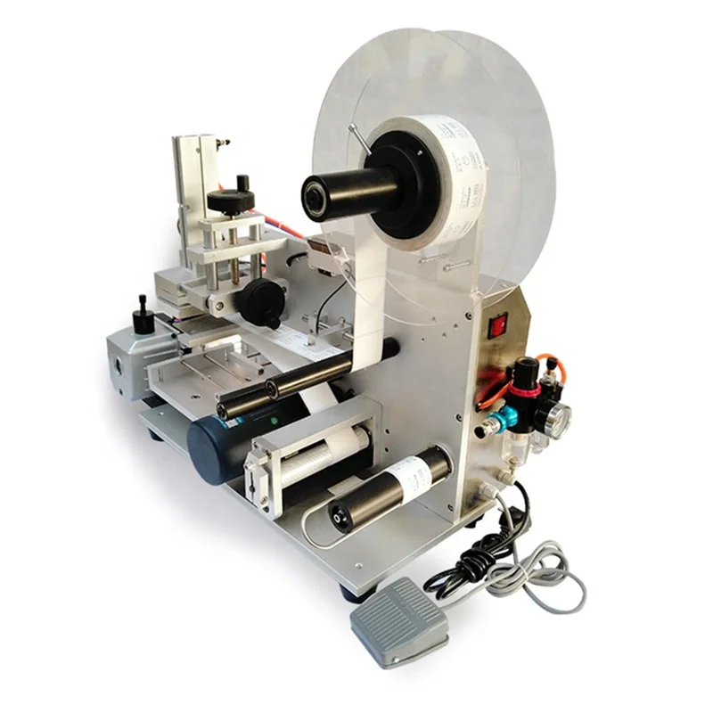 Desktop Round Bottle Label Applicator flat  Bottle Labeling Machine for Pet Plastic Glass Bottles