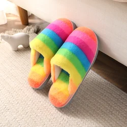 Fashion new cute mixed colorful children rabbit fur plash child home bedroom children slippers