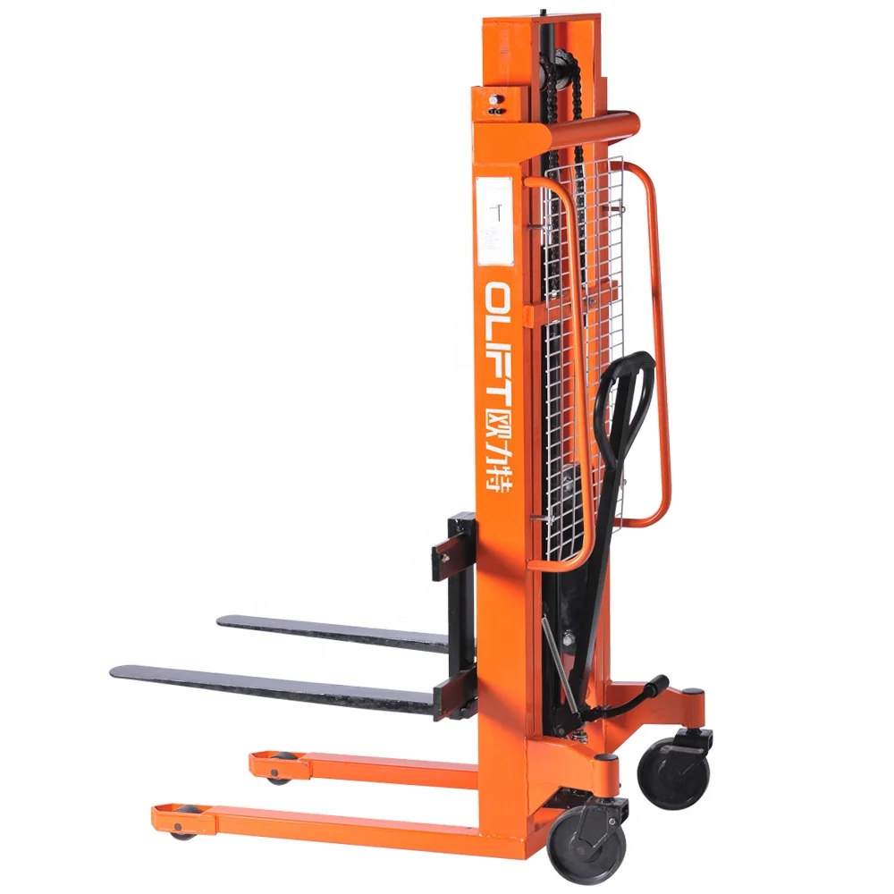 Hand Stacker Olift Easy Operation 1 Ton 3m Manual Forklift Pallet Jack Stacker