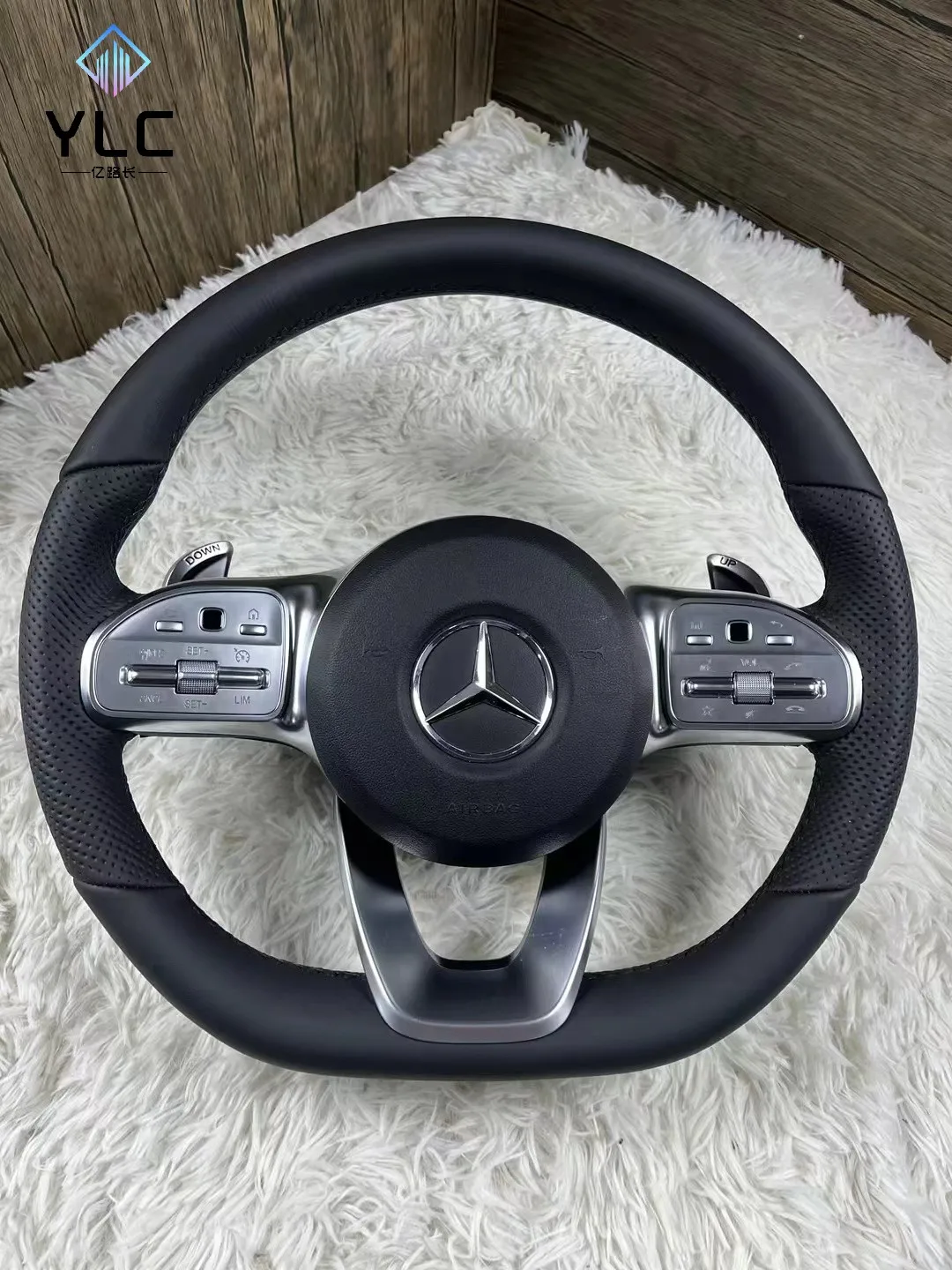 YLC Fit for Mercedes Benz A E S C G Class W205 W204 W212 W211 W213 E300 W218 Old Model New Model LED Carbon Fiber Steering Wheel